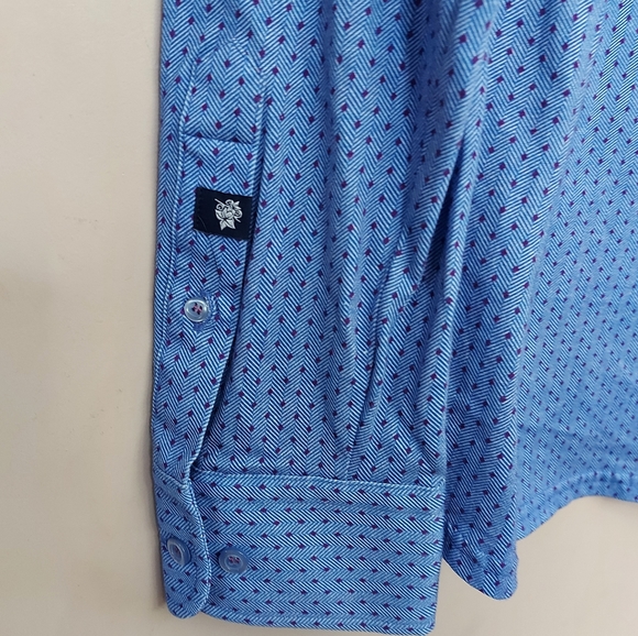 Stone Rose Button front shirt in blue with purple micro dot - Picture 6 of 9